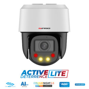 SPRO 4MP Indoor Mini IP PTZ Active Deterrence LITE with COLOUR NIGHT 2.0, Built-In Microphone, Speaker & Siren