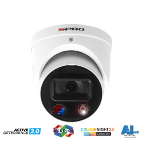 SPRO 5MP IP Smart Dual Illumination Turret with Active Deterrence and Acupick Technology