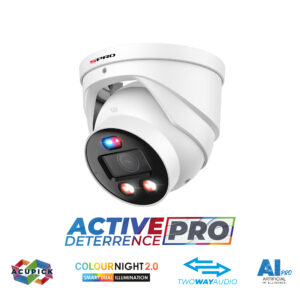 SPRO 6MP IP Turret ACTIVE DETERRENCE PRO with Smart Dual Illumination and Acupick Technology - White